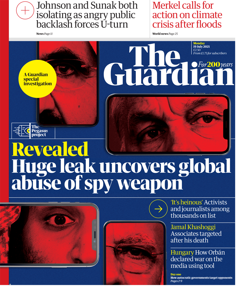 The Guardian front page 19 July 2021