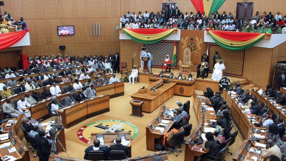 A view of the inside of Ghana's parliament