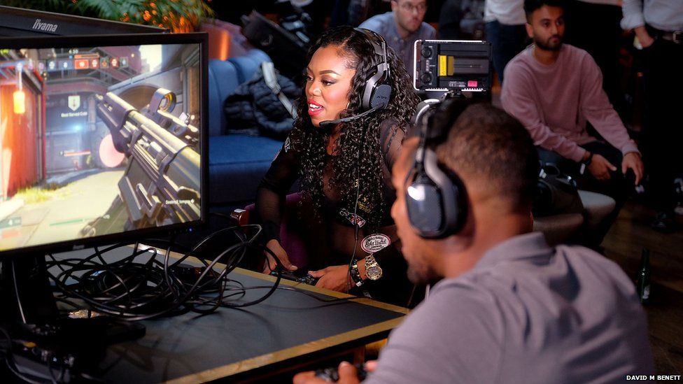 Lady Leshurr and Anthony Joshua at the launch of Destiny 2