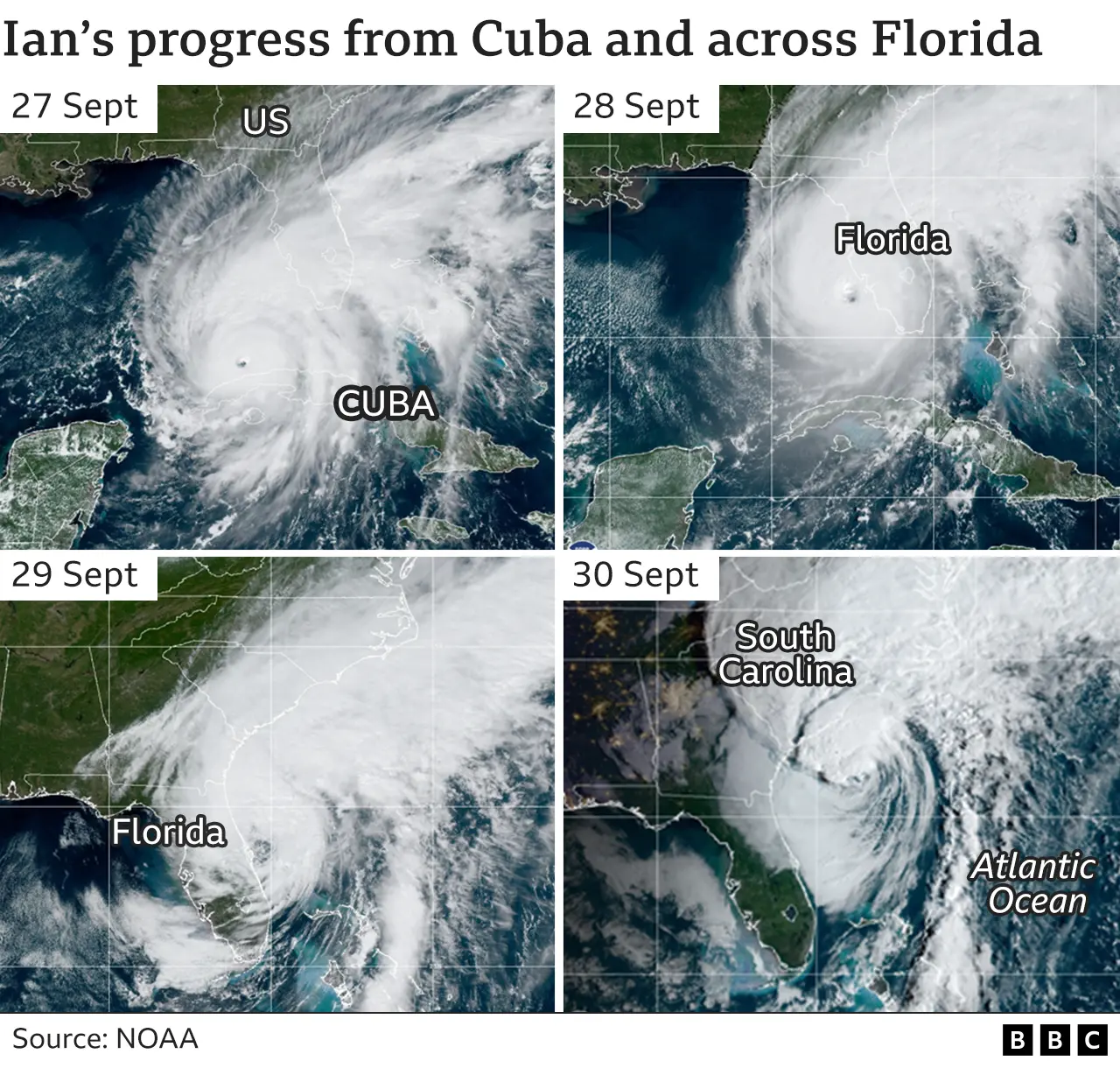 Huracán Ian - Mapas e imágenes que muestran destrucción - Clima en Florida: Temperaturas, Lluvias, huracanes - USA