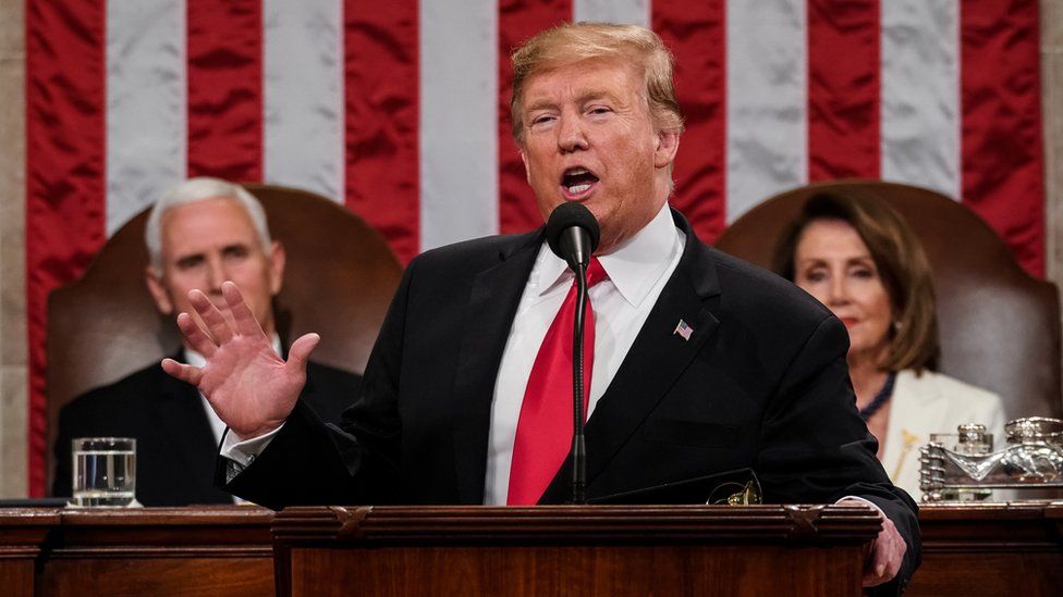 Donald Trump delivering the State of the Union address