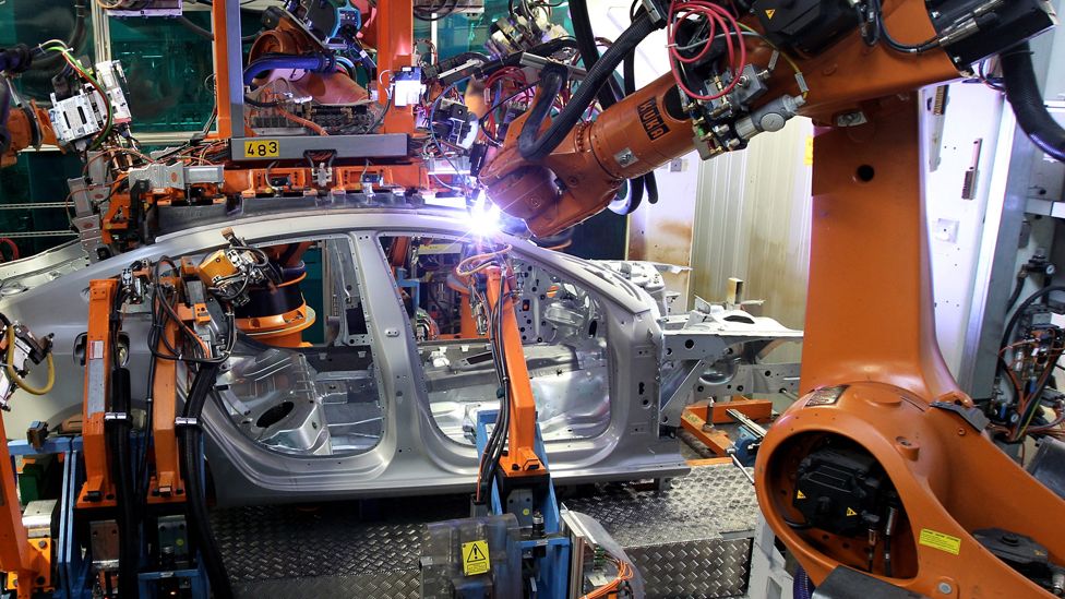 Robots assembling Audi car in Ingolstadt, Germany, 8 Mar 10