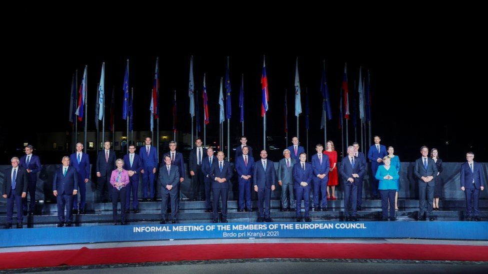 Лидеры Балкан и ЕС принимают участие в неформальной встрече перед саммитом ЕС-Балканы в Брдо, Словения, 5 октября 2021 г.