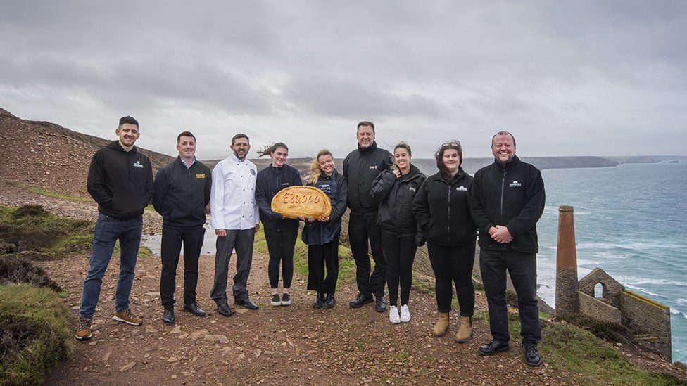 Cornish Pasty Association members next to Wheal Coates