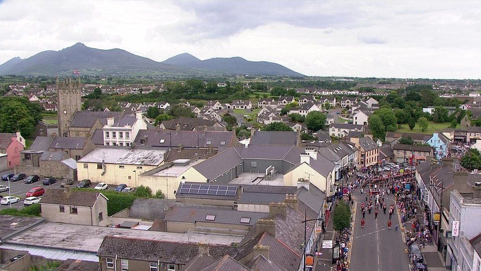 The Mourne Mountains provided a dramatic backdrop to the Kilkeel flagship parade