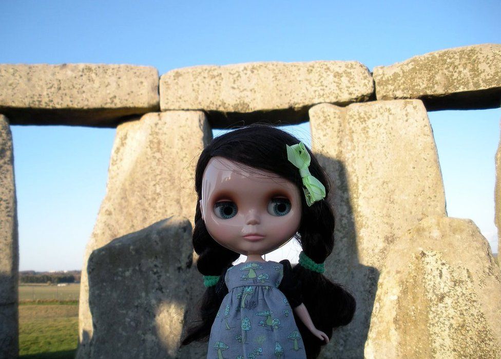 Blythe doll at Stonehenge