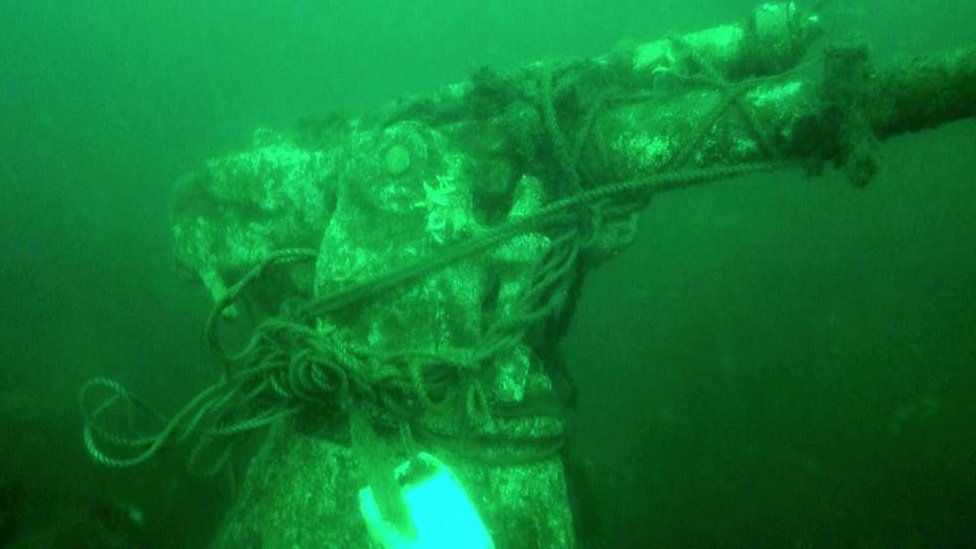 88mm deck gun from the First World War German UC-70 mine-laying submarine