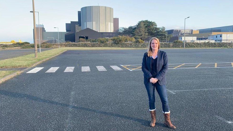 Virginia Crosbie at Wylfa site on Anglesey