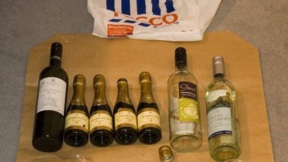 Bottles of alcohol used in attack