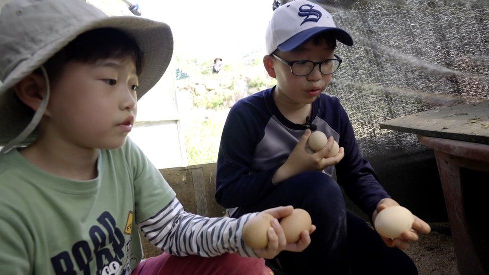 Boys in South Korean village
