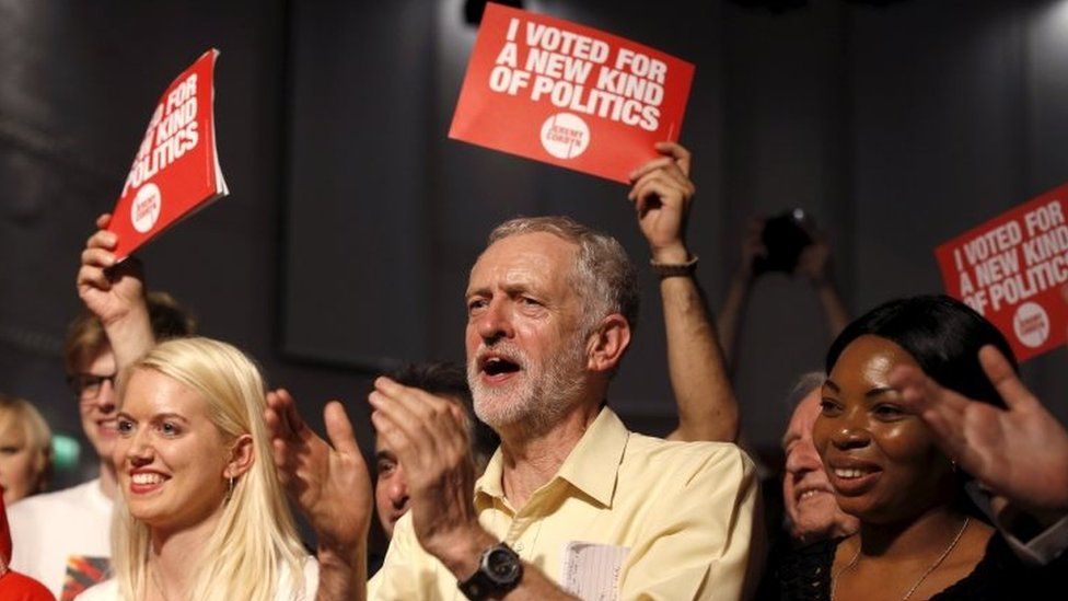 Jeremy Corbyn at leadership campaign rally