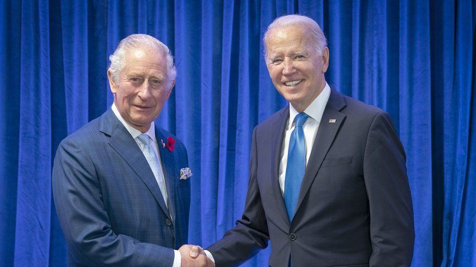 King Charles meets with Joe Biden during the Cop26 summit in 2021