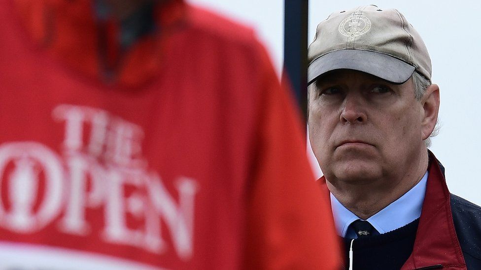 Prince Andrew, The Duke of York looks on during the third round on day three of the 145th Open Championship at Royal Troon on July 16, 2016
