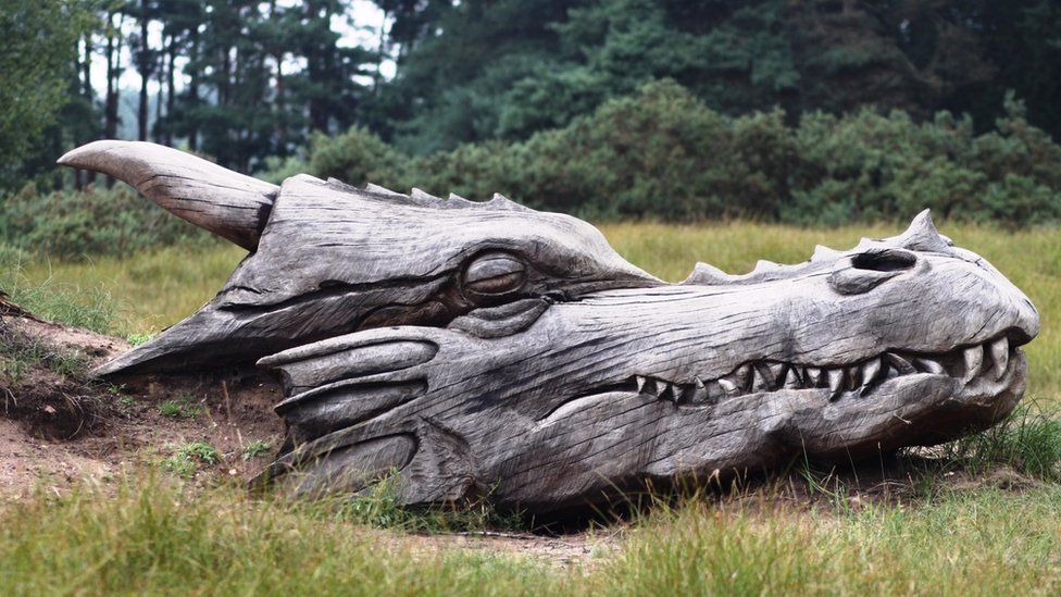 The dragon's head at the Grendel and Beowulf Trail at West Stow