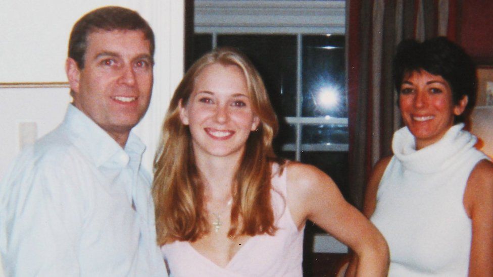 Prince Andrew, Virginia Roberts and Ghislaine Maxwell in 2001