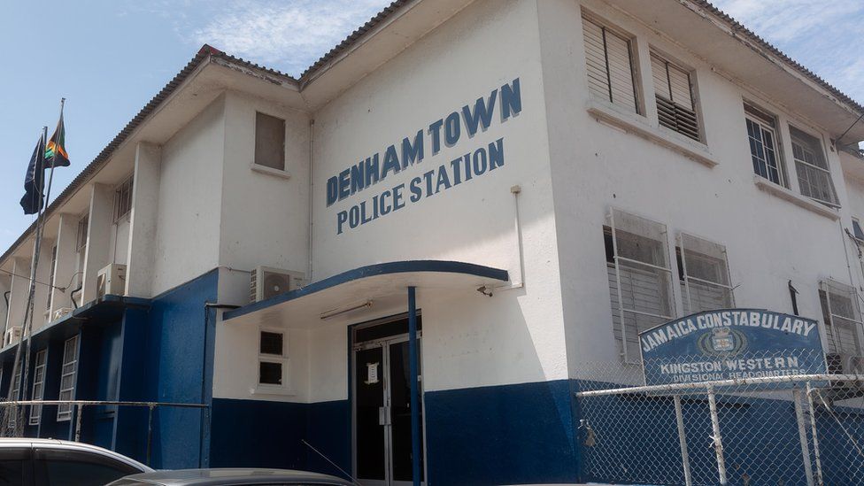 A view of the outside of Denham Town police station
