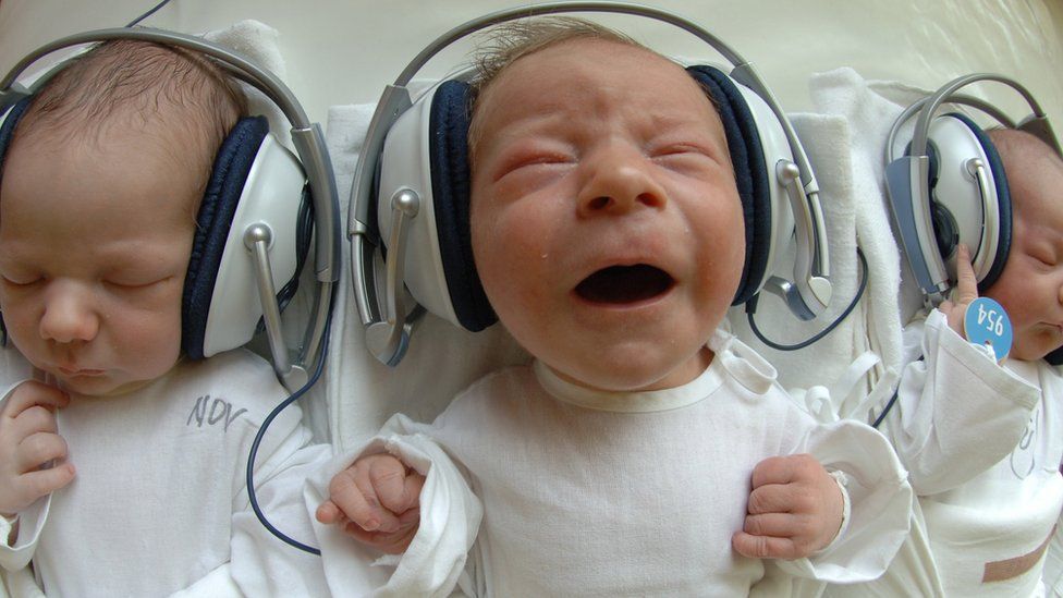 Babies listening to music