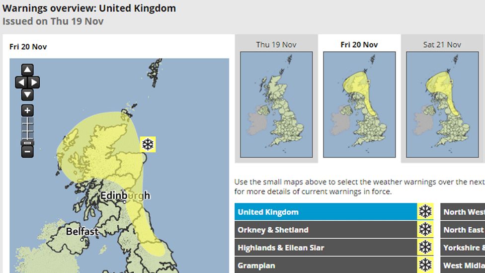 Met Office Yellow Warning Of Snow And High Winds - BBC News