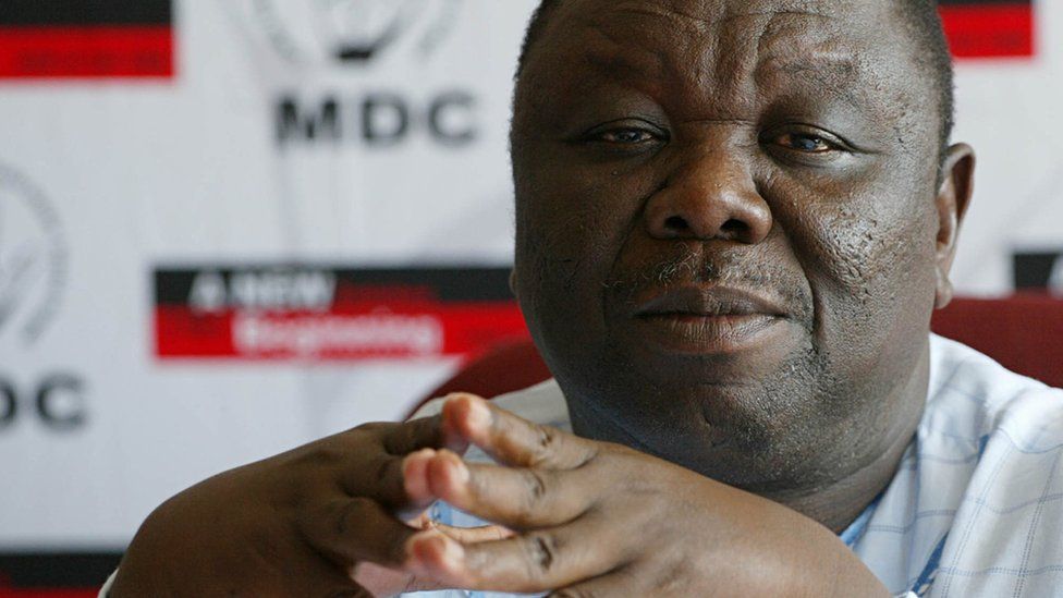 Zimbabwe opposition leader Morgan Tsvangirai gives a press conference on March 20, 2008 in Harare.