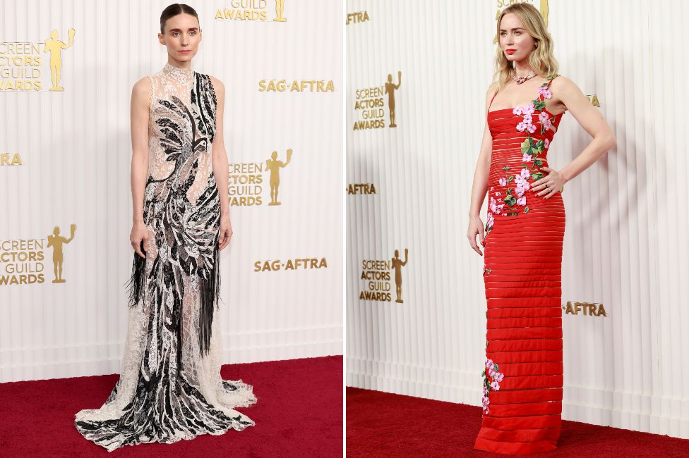 Rooney Mara and Emily Blunt attend the 29th Annual Screen Actors Guild Awards at Fairmont Century Plaza on February 26, 2023 in Los Angeles, California