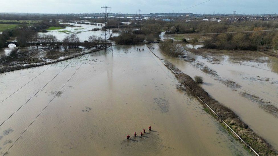 The River Soar, which has burst its banks