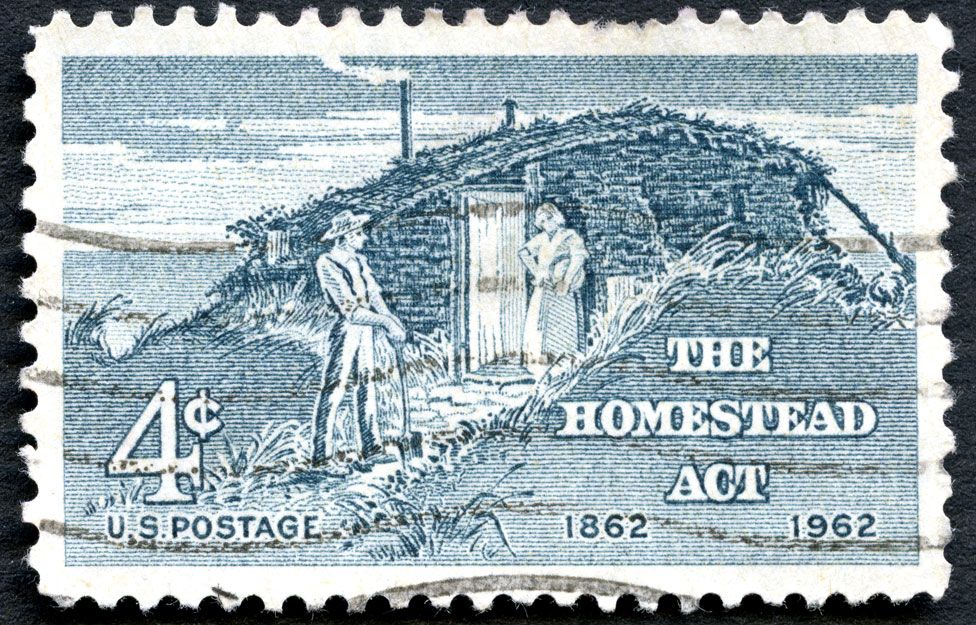 A US stamp commemorating the centenary of the Homestead Act
