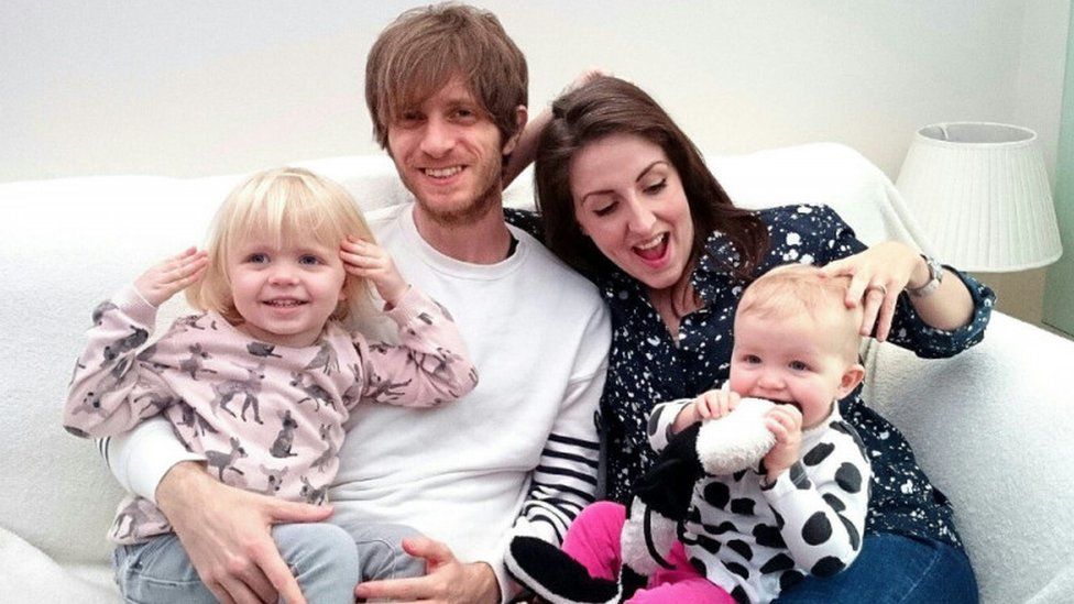 Greg Gilbert, Stacey Heale and their daughters Dali aged three and Bay aged one