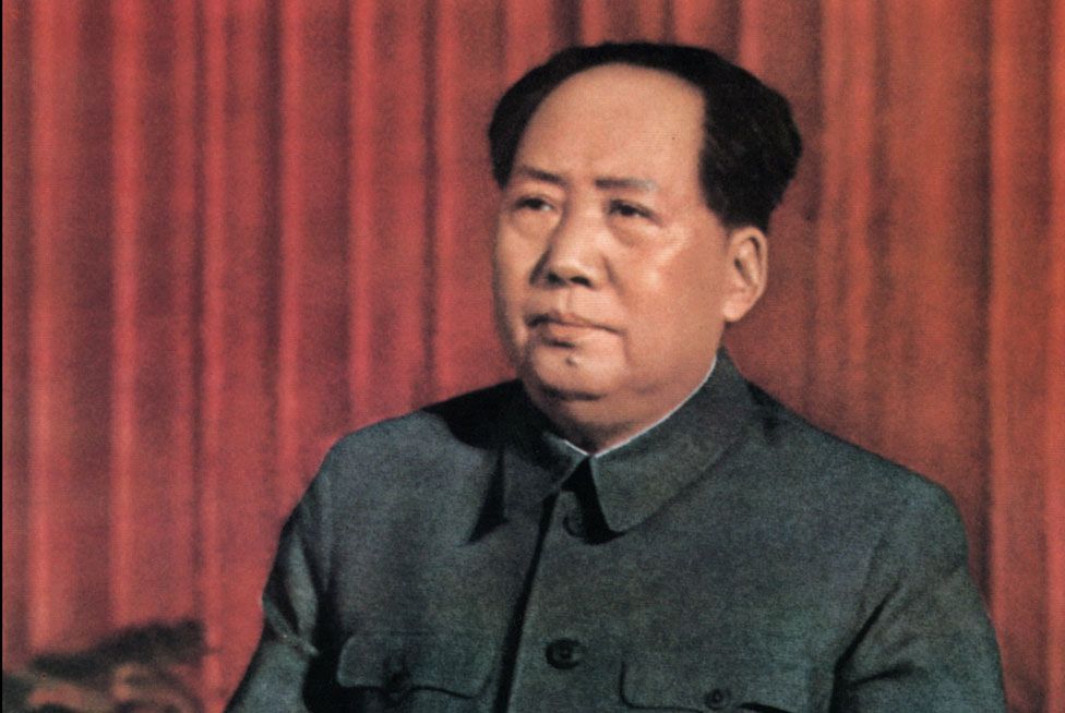 A retouched picture released by Chinese official news agency of Mao Zedong, Chairman of the Chinese Communist Party