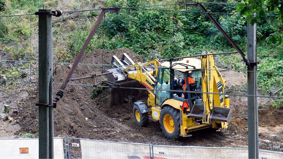 Bulldozer digging at site of rumoured Nazi train in Poland, 16 Aug 16