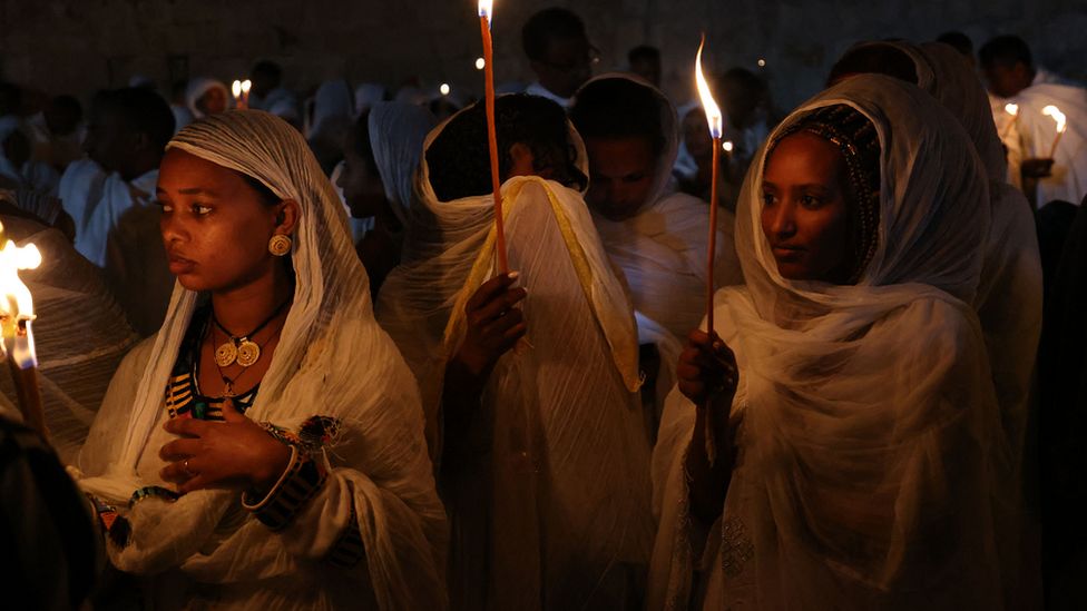 Эфиопские православные паломники на церемонии