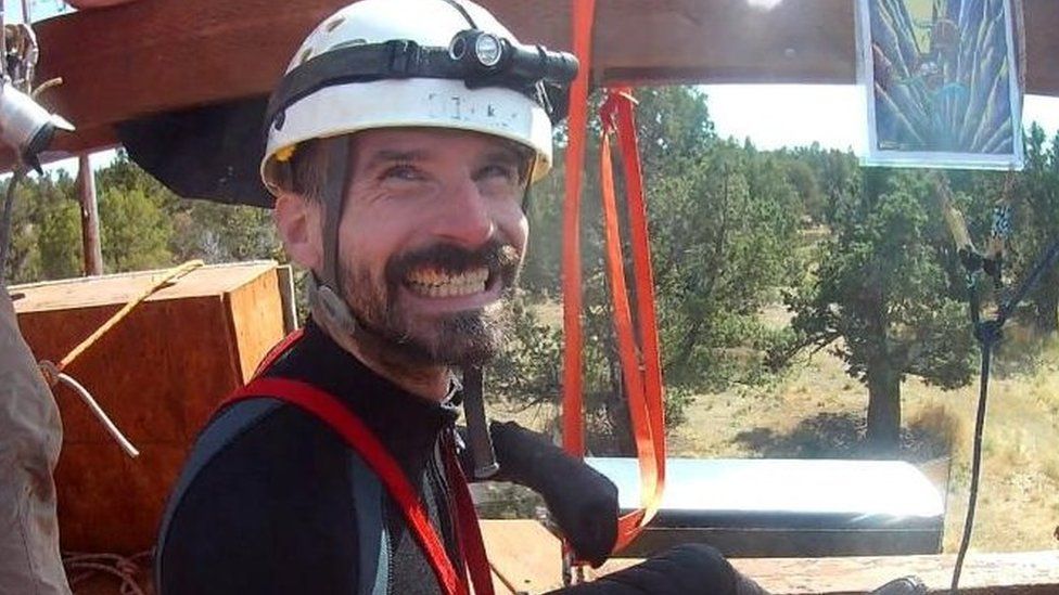 Mark Dickey pictured caving in Bend Oregon, US in August 2019