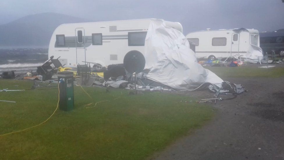 Damaged caravans