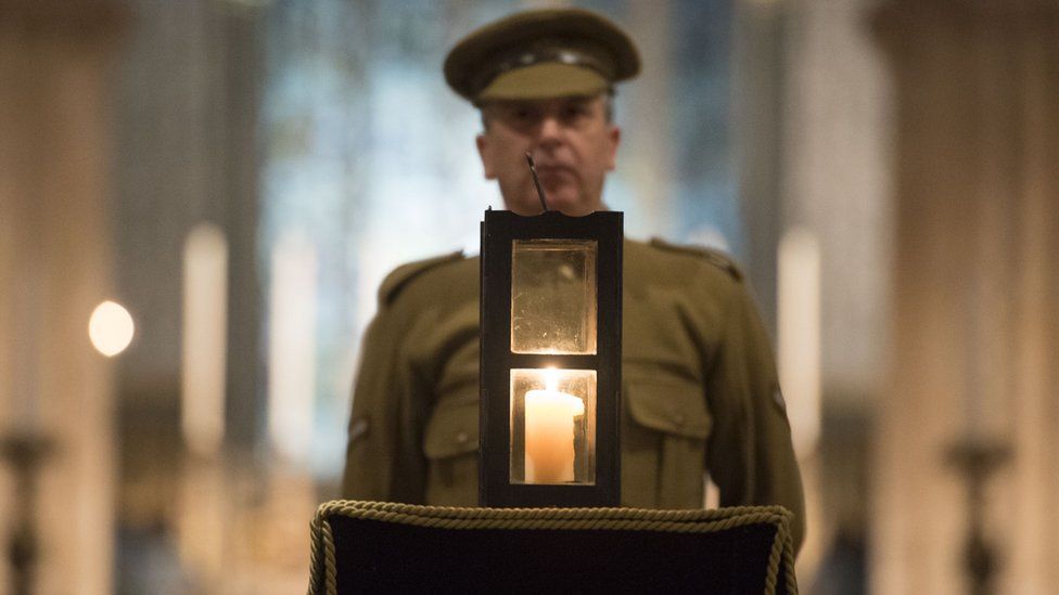 'Tommy' with trench candle in Llandaff Cathedral