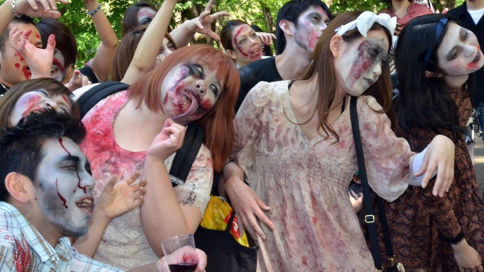 A 'zombie walk' at a park in Tokyo on May 17, 2014