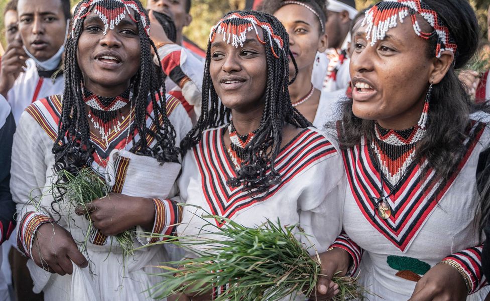 Ethiopia women in traditional dress in Bishoftu, Ethiopia - Sunday 8 October 2023
