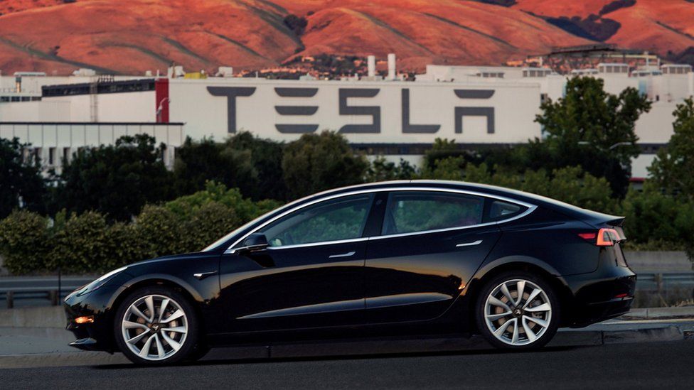 First production model of Tesla Model 3 out of the assembly line in Fremont, California , US is seen in this undated handout photo from Tesla Motors obtained by Reuters July 10, 2017.