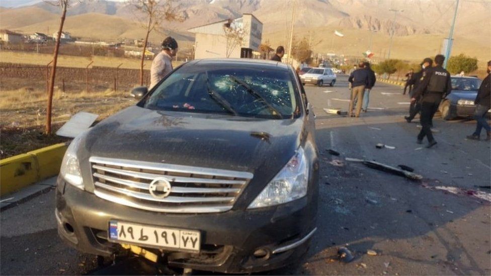 Scene of assassination of Mohsen Fakhrizadeh (27/11/20)