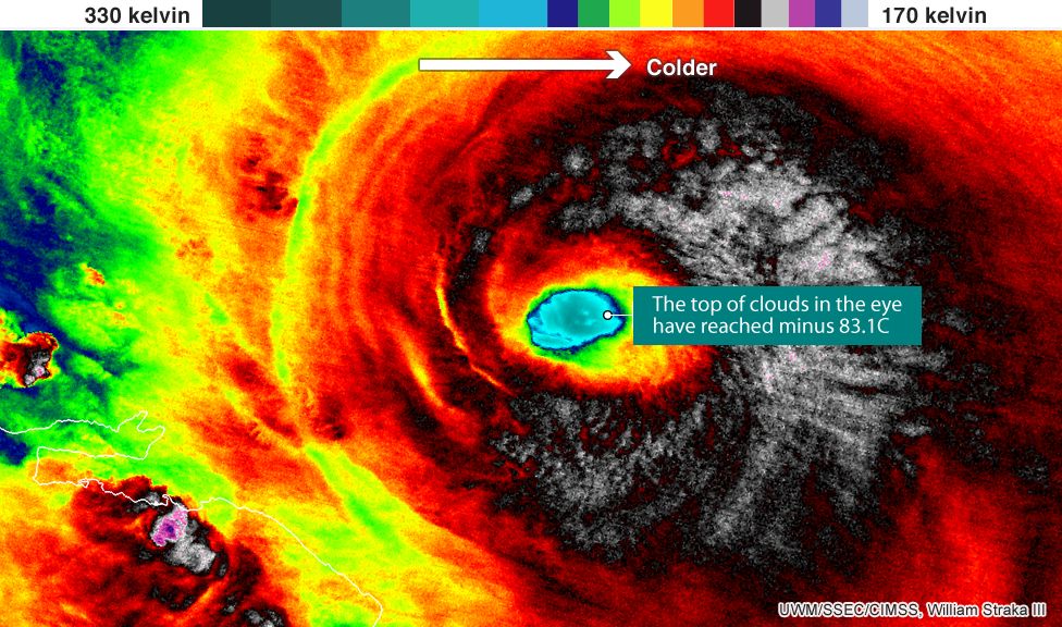 Infrared image of Hurricane Irma, 7 Sept