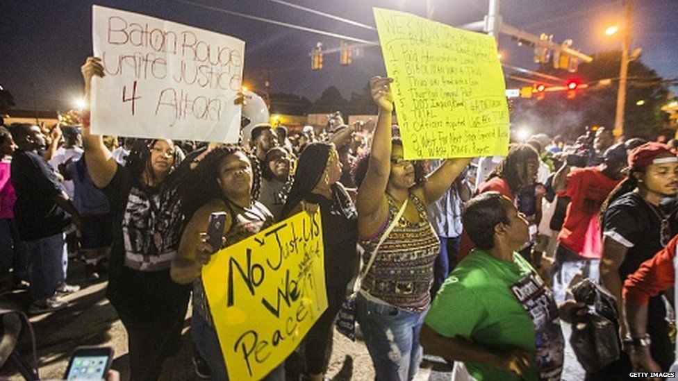 People carried out protests following the shooting of Alton Sterling.