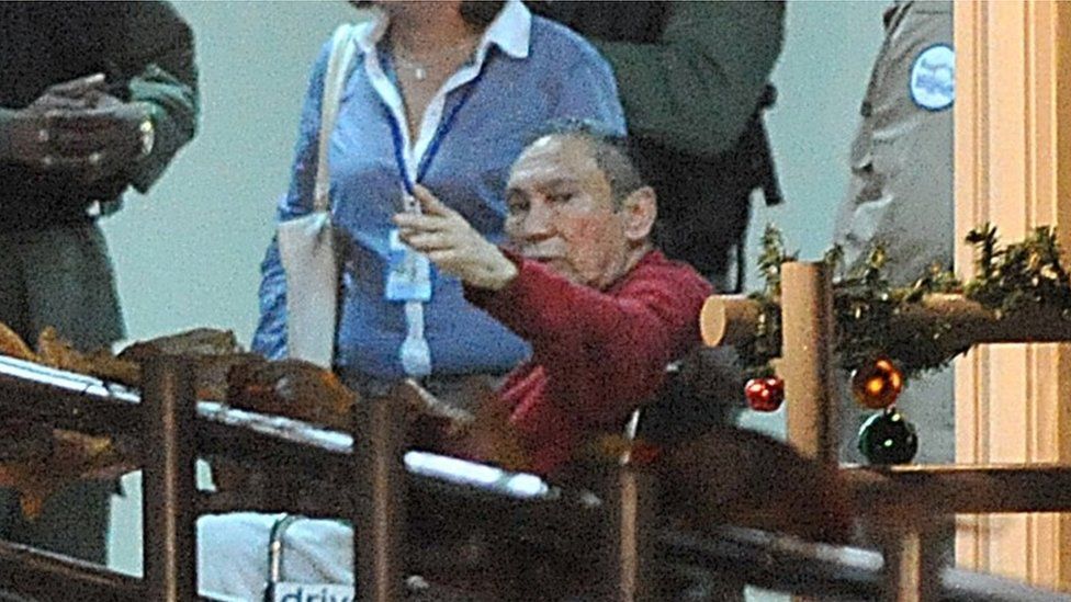 Panama's former dictator Manuel Noriega after arriving at a prison near Panama City in December, 2011.