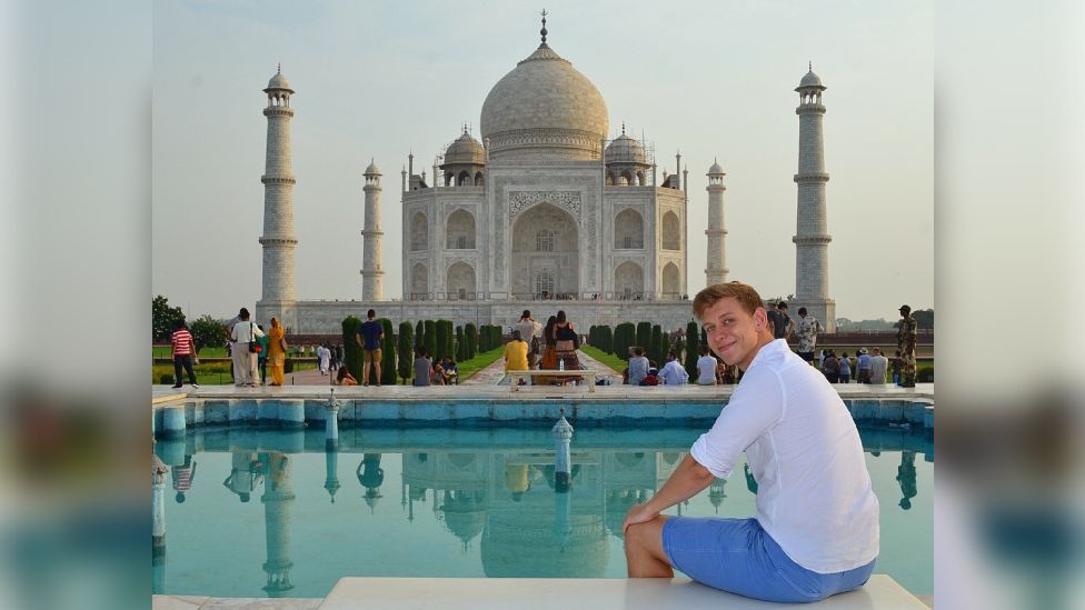 Paul Powell's son at the Taj Mahal