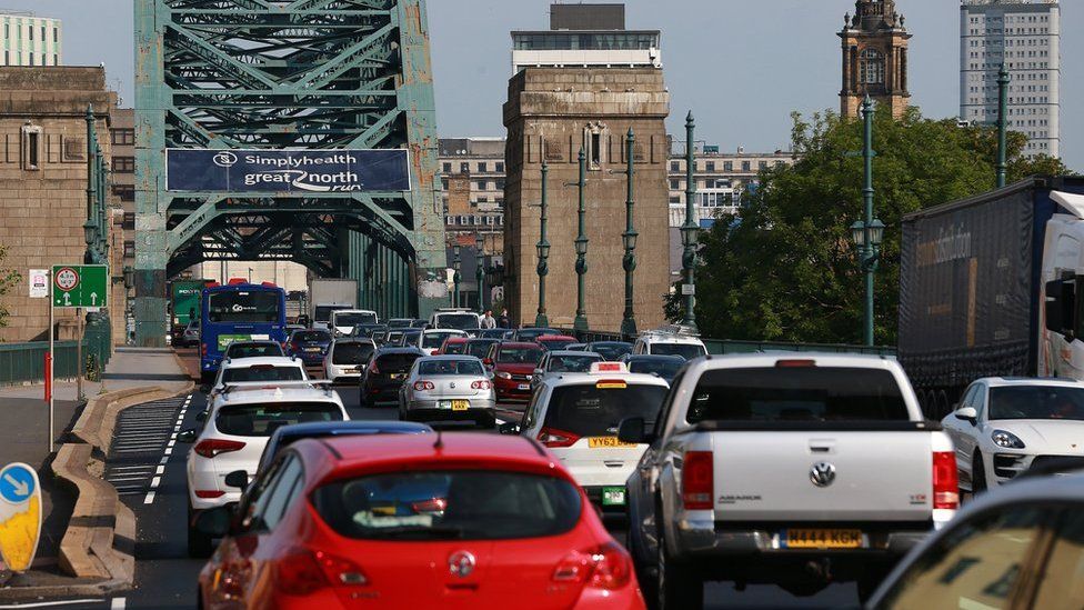 Traffic crossing the Tyne Bridge