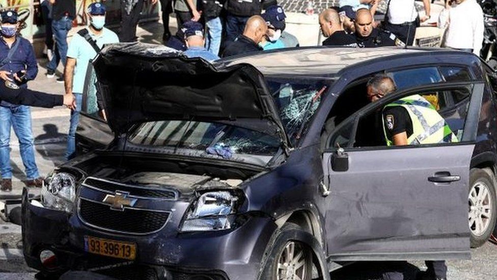 Crashed car in Jerusalem (24/04/23)