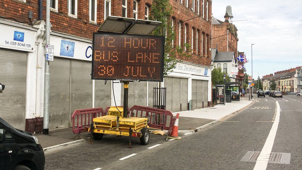 Belfast bus lanes see more than 40 warnings issued BBC News