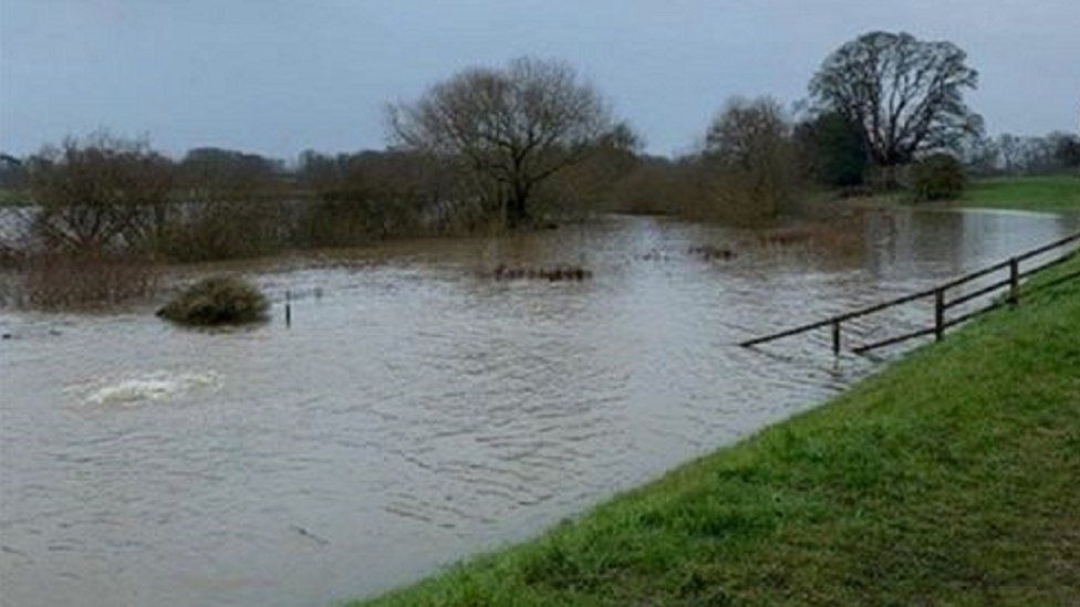 Flood water in North Yorkshire on Thursday 14 December