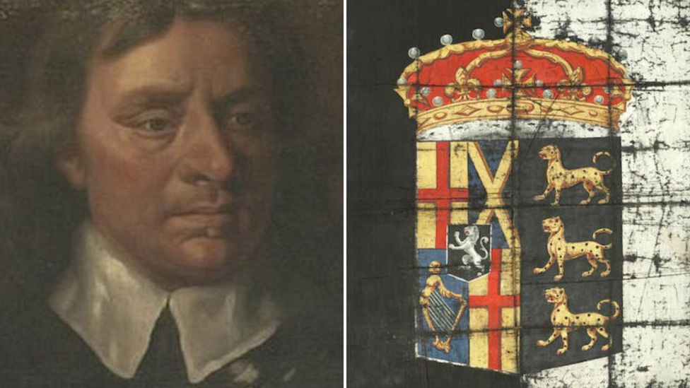 Oliver Cromwell and funeral banner