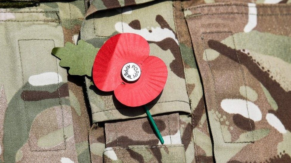 Poppy on a soldier's uniform