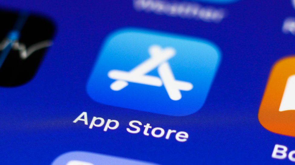 Apple app store logo on a phone screen