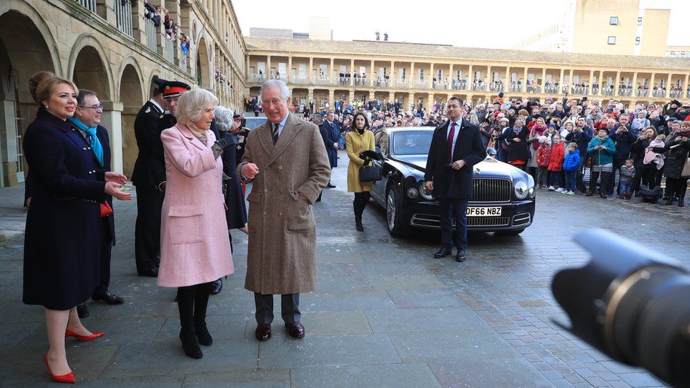 Charles and Camilla visit the Piece Hall in Halifax