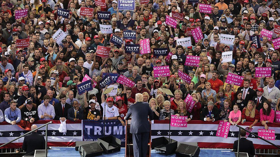 Republican presidential nominee Donald Trump holds a campaign rally at the J.S. Dorton Arena November 7, 2016 in Raleigh, North Carolina